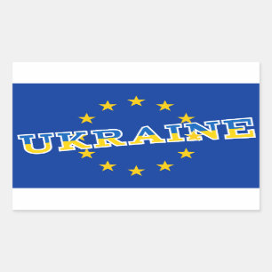 Flaggengestaltung der Ukraine und der Europäische Rechteckiger Aufkleber