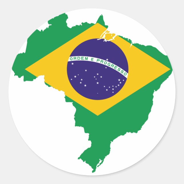 Flaggenkarte Brasilien Runder Aufkleber (Vorderseite)