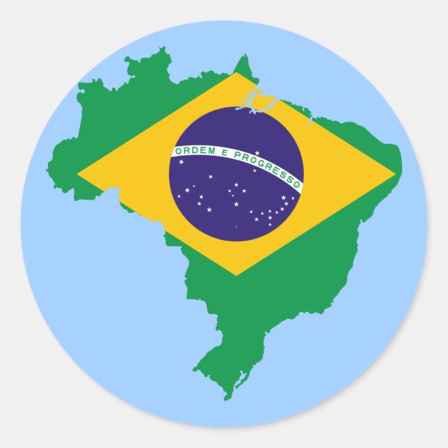 Flaggenkarte Brasilien Runder Aufkleber (Vorderseite)