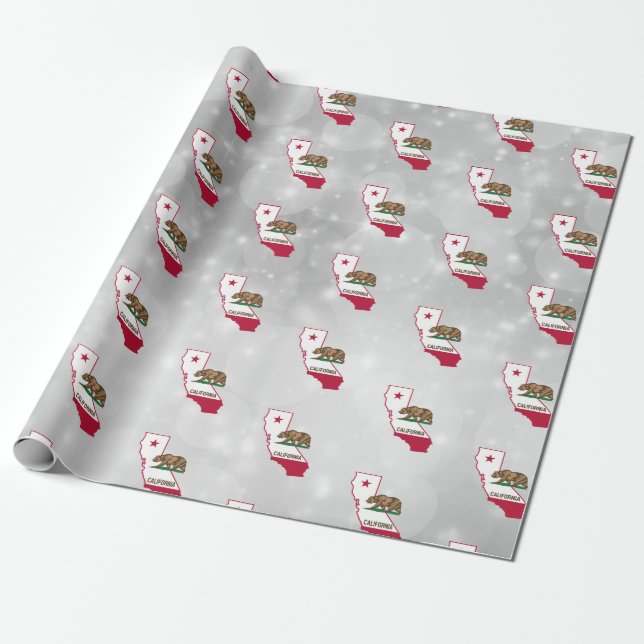 Flaggenkarte des Staates Kalifornien Geschenkpapier (Ungerollt)