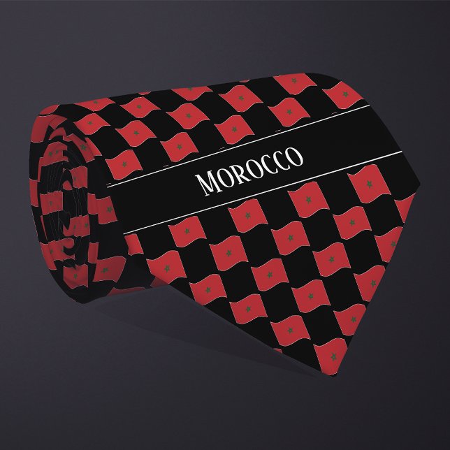 Flaggenmuster Wavy Marokko Krawatte (Von Creator hochgeladen)
