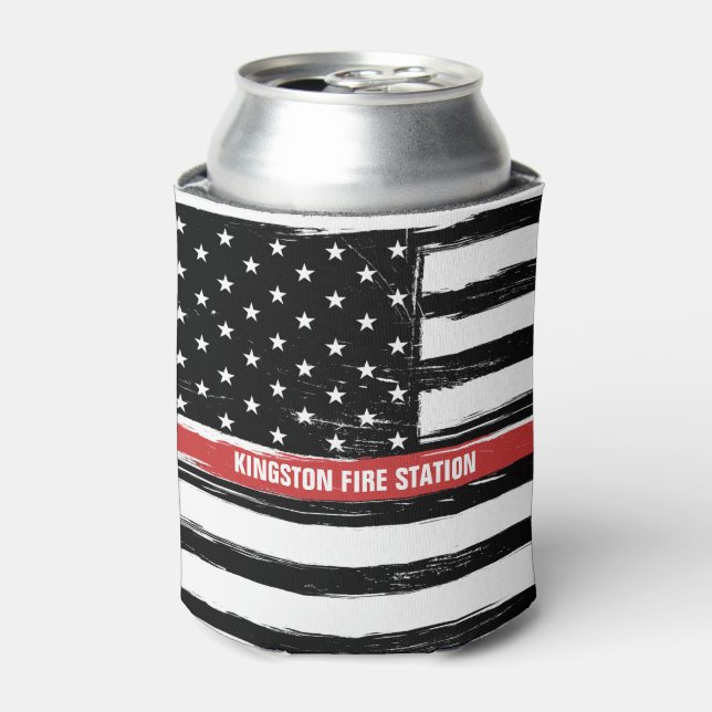 Flaggenname der Grunge Thin Red Line-Feuerlöschsta Dosenkühler (Kanne Vorderseite)