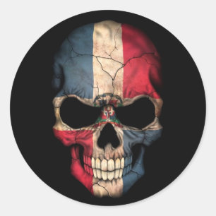 Flaggenschädel der Dominikanischen Republik Runder Aufkleber