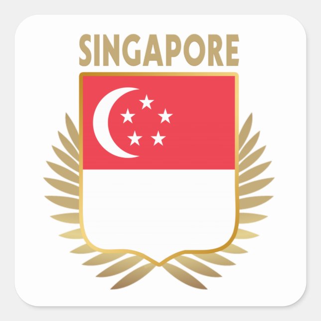 Flaggenschild Singapurs Quadratischer Aufkleber (Vorderseite)