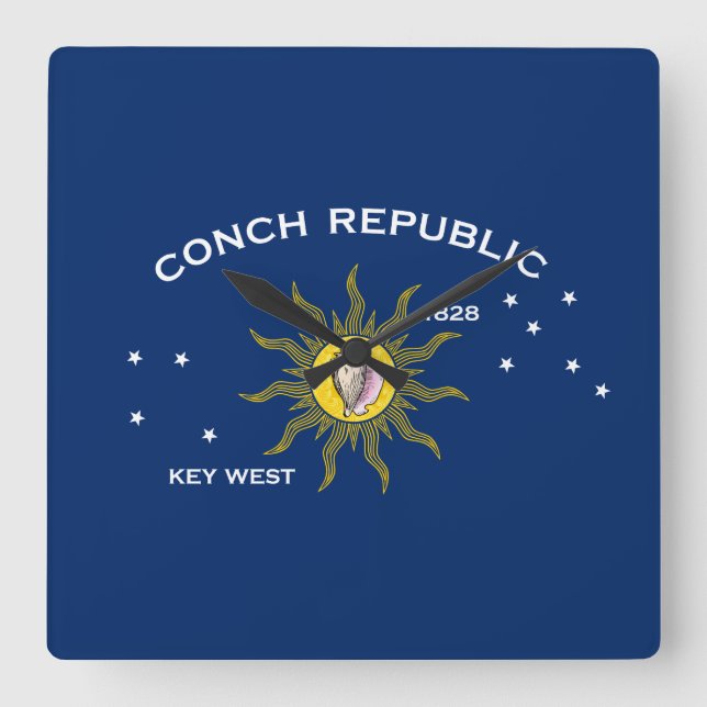 Flaggenschlüssel Westflorida Quadratische Wanduhr (Vorderseite)