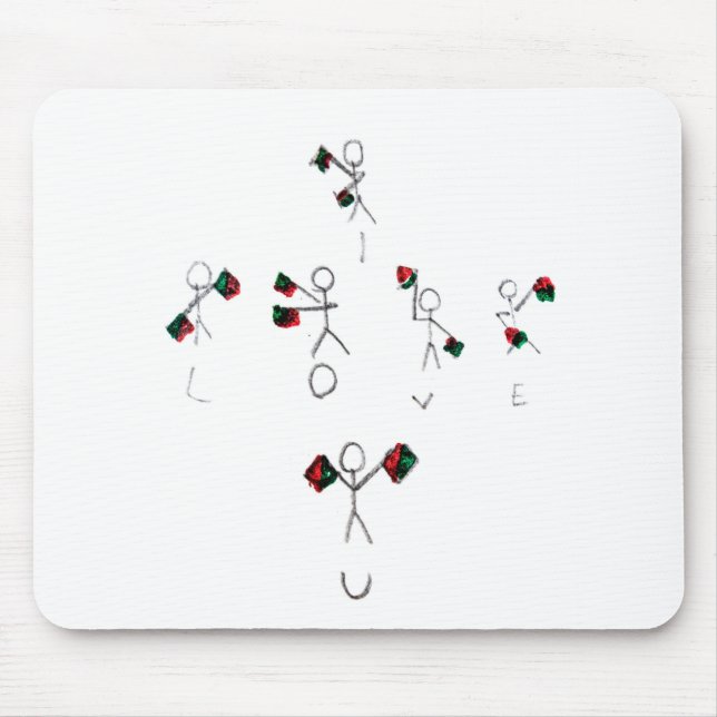 Flaggensemaphore-Stick-Buchstaben "I Liebe U" Mousepad (Vorne)