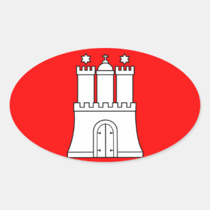Flaggenstaat - Fahne - Hamburg Ovaler Aufkleber