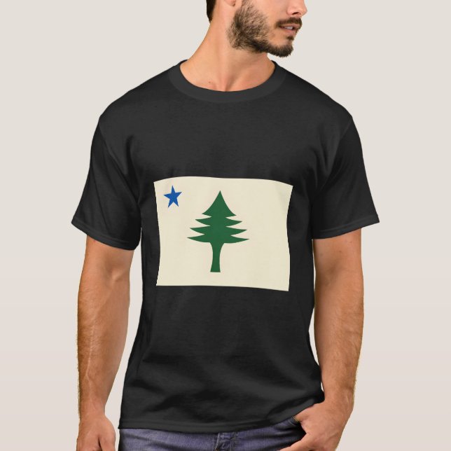 Flaggenstaat Maine 1901 Maine State Flag E Tree St T-Shirt (Vorderseite)