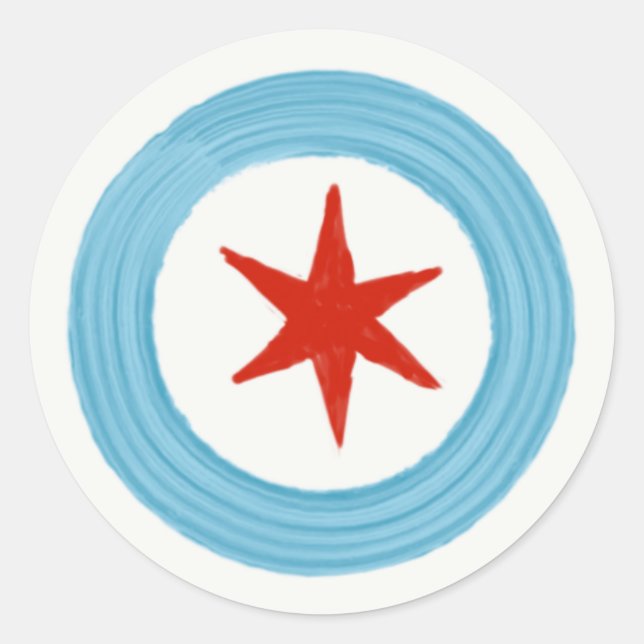 Flaggenstar von Chicago Runder Aufkleber (Vorderseite)