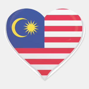 Flaggenstempel der malaysischen Liebe Herz-Aufkleber