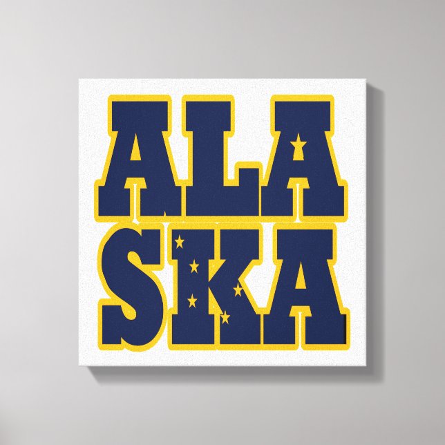Flaggentext des Alaskan-Staates Leinwanddruck (Vorderseite)