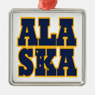 Flaggentext des Alaskan-Staates Ornament Aus Metall