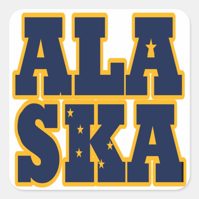 Flaggentext des Alaskan-Staates Quadratischer Aufkleber (Vorderseite)