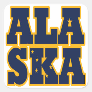 Flaggentext des Alaskan-Staates Quadratischer Aufkleber
