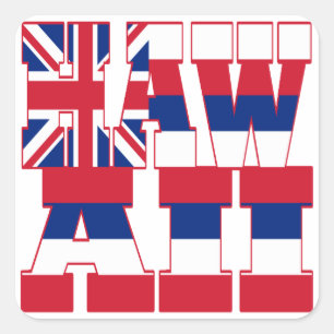 Flaggentext von Hawaii Quadratischer Aufkleber