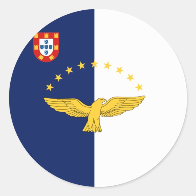 Flaggenzeichen der Azoren Runder Aufkleber (Vorderseite)