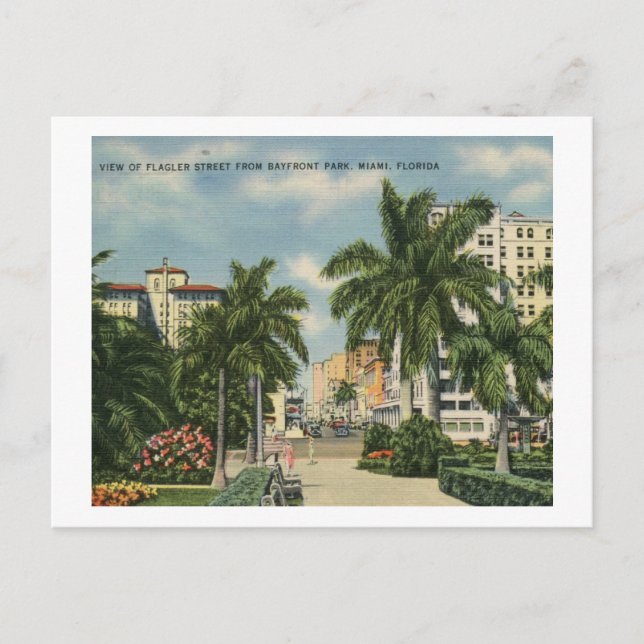 Flagler St., Miami, Florida Vintag Postkarte (Vorderseite)