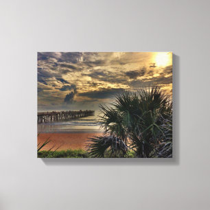 Flagler Strand-Pier auf Segeltuch Leinwanddruck