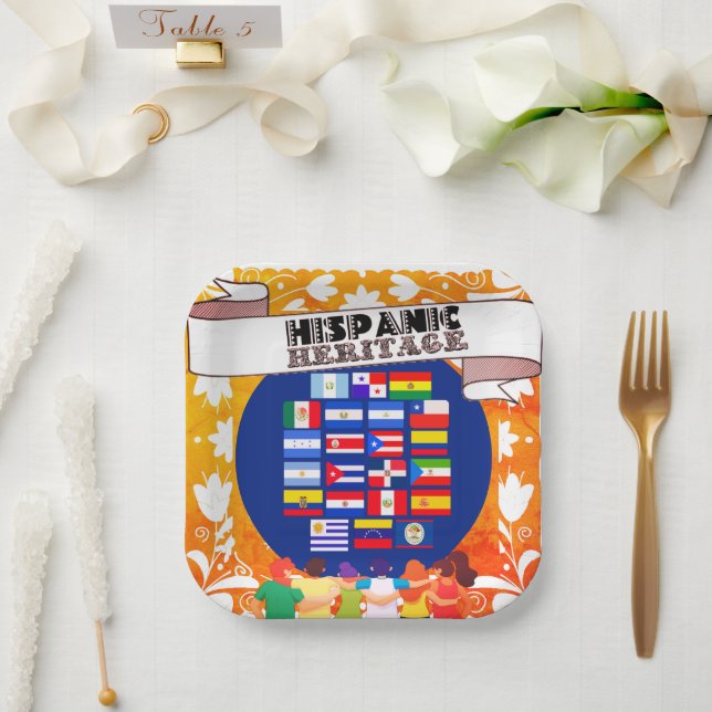 Flags Hispanic Heritage Month School Celebration Pappteller (Hochzeit)