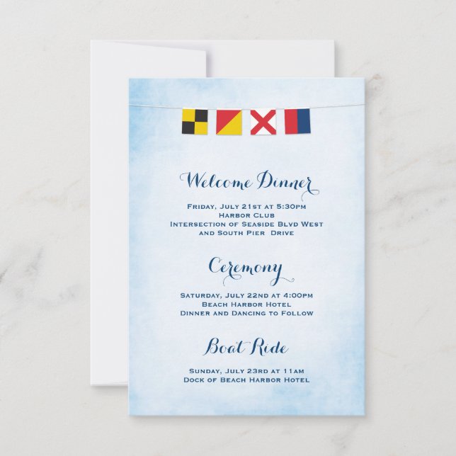 Flags-Programm für Nautische LIEBE Cloud Blue Einladung (Vorderseite)