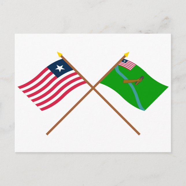 Flags von Crossed Liberia und Lofa Landkreis Postkarte (Vorderseite)