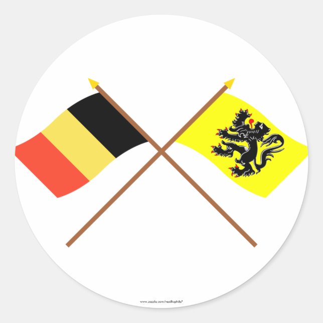 Flags zwischen Belgien und Flandern Runder Aufkleber (Vorderseite)