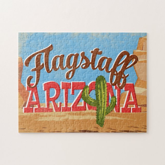 Flagstaff Arizona Cartoon Wüste Vintage Reise (Horizontal)