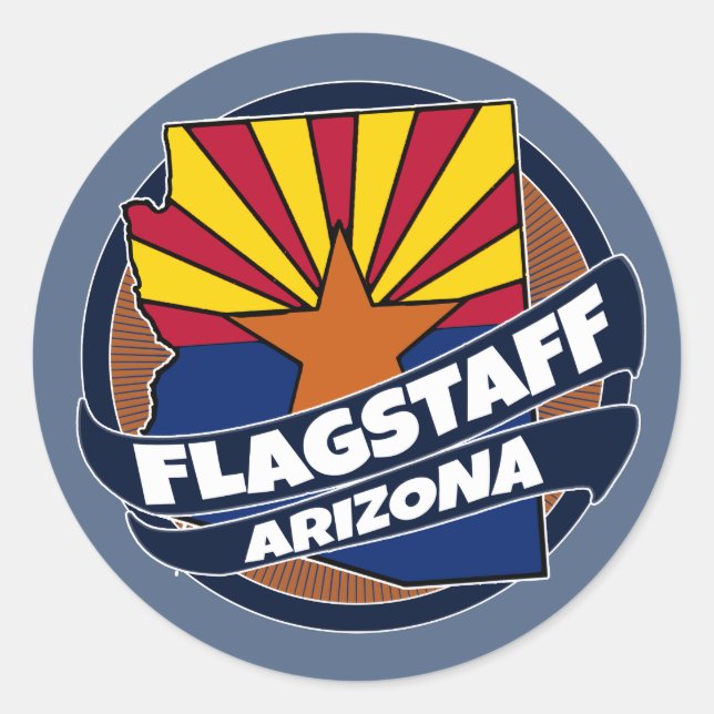 Flagstaff Arizona-Fahne platzte runde Aufkleber (Vorderseite)