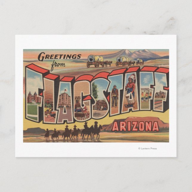 Flagstaff, Arizona - Große Buchstabenszenen Postkarte (Vorderseite)