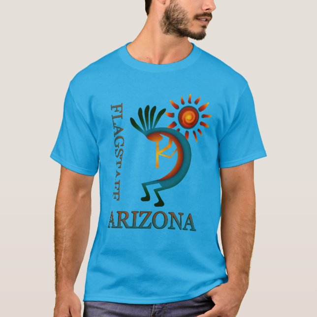 Flagstaff Arizona Kokopelli mit Sun Aquamarin T-Shirt (Vorderseite)