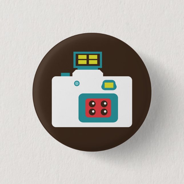 Flair für eine farbige Sofortkamera (weiß / blau) Button (Vorderseite)