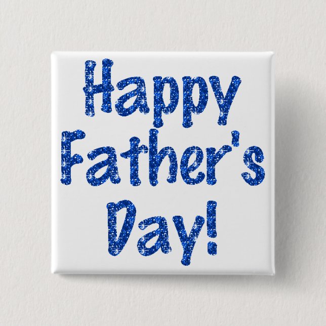 Flair - "Happy Vatertag" Blauer Glitterisierter Button (Vorderseite)