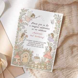 Flairige Florale Feengarten Mädchen Geburtstag Einladung