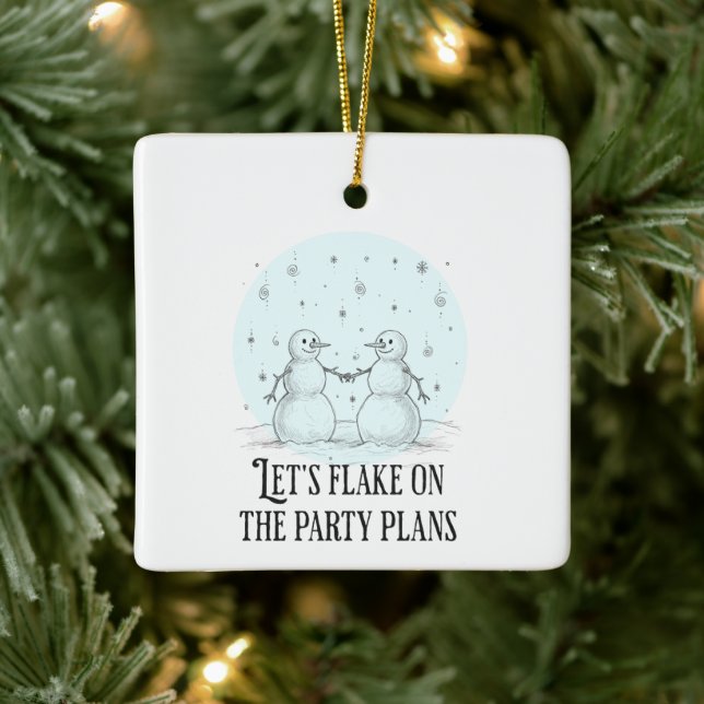 Flake on Holiday Party Snowmen Pun Christmas Ceram Keramikornament (Baum)