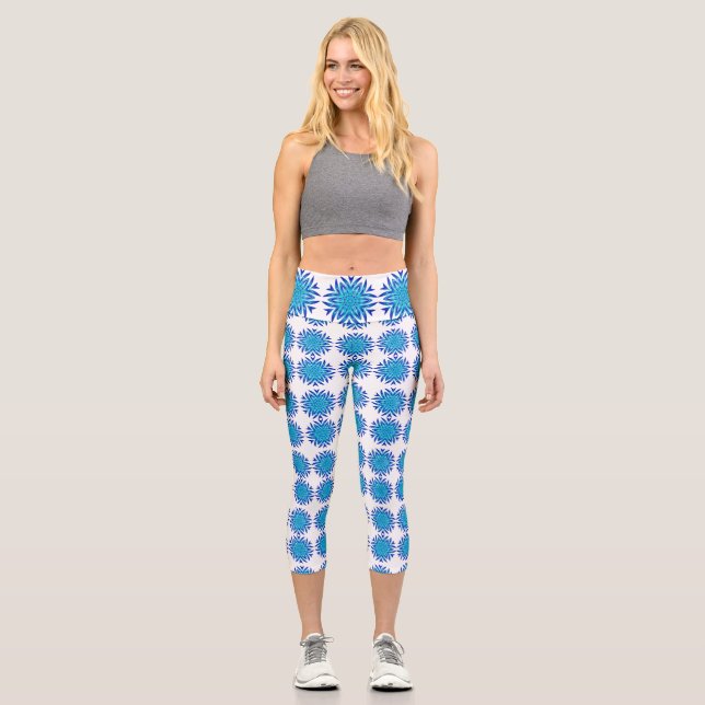 Flakenmuster Hochaufgelaufene Kapsel Capri Leggings (Vorderseite)
