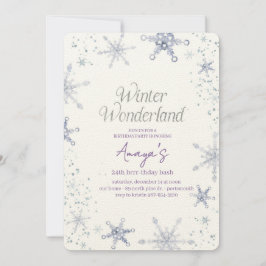 Flakes Frame Winter Birthday Bash Invitation Einladung