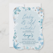 Flakes Frame Winter Birthday Bash Invitation