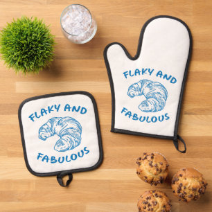 Flaky and Fabulant, französischer Croissant Koch Ofenhandschuh & Topflappen-Set