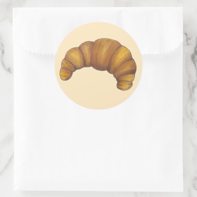 Flaky Buttery Croissant French Pastry Feinschmecke Runder Aufkleber (Tasche)