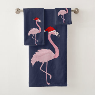 Flamant rose adorable avec chapeau de Père Noël, f