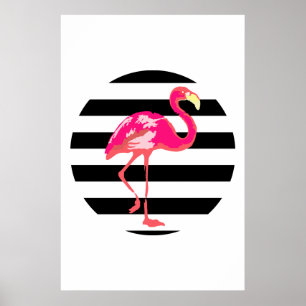 Flamant rose, affiche d'été tropicale, affiche de