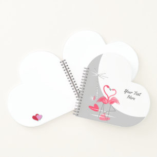 Flamant rose Amour Grande Lune Texte carnet coeur