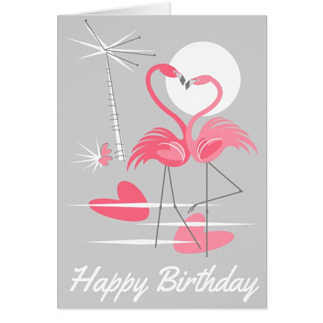 Flamant rose Amour Joyeux Anniversaire dans le tex (Devant)