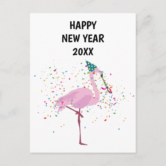 Flamant rose - Animaux Fêtes Carte Nouvel An (Devant)