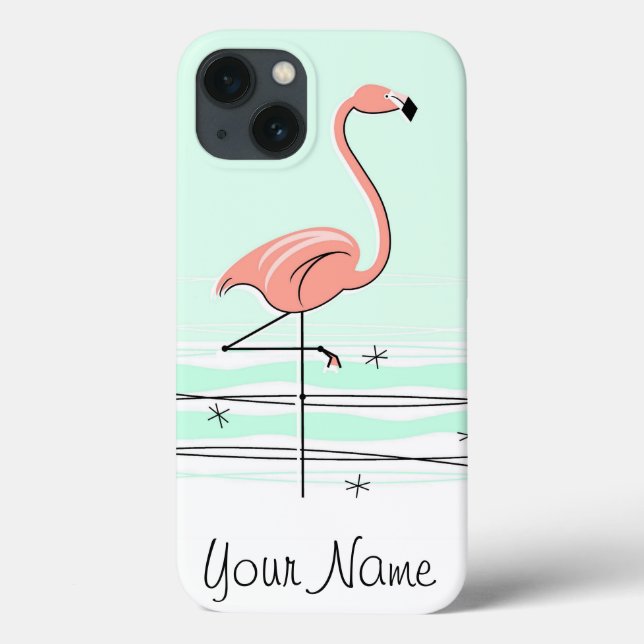 Flamant rose Aqua 'Nom' iPad Mini coque (Verso)