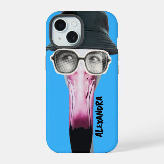 Flamant rose avec lunettes funky, animal unique
