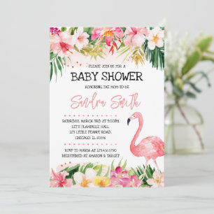Flamant rose Baby shower Invitation