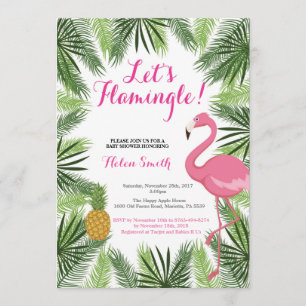 Flamant rose Baby shower Invitation Flamingle