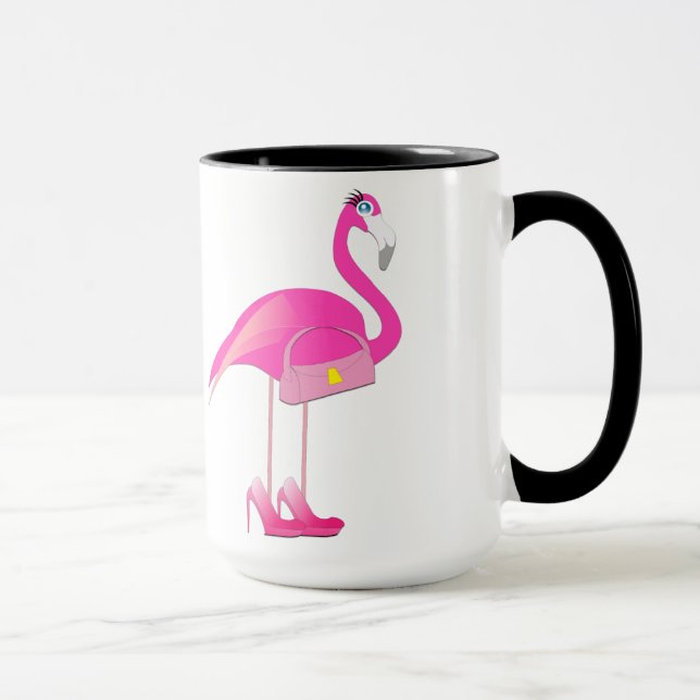 Flamant rose Black 15 oz Ringer Mug (Droite)