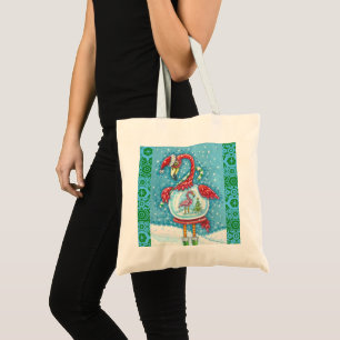 FLAMANT ROSE BLANC NOËL SNOWGLOBE BUDGET SAC FOURR